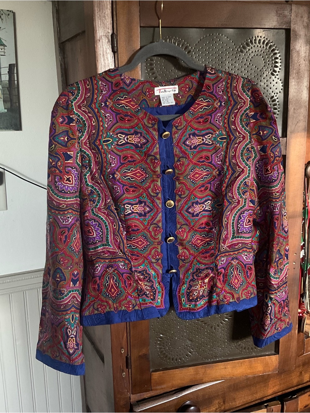 Vintage Talbots Silk Print Blazer Jacket 10